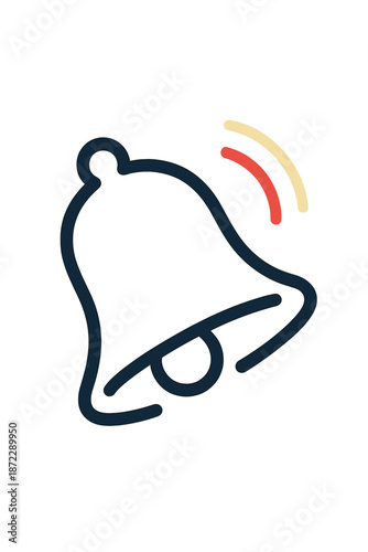 Swinging Bell Icon. Minimal Bell Symbol. A smooth bell outline swings slightly; light arcs give a
