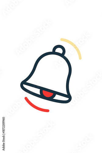 Swinging Bell Icon. Minimal Bell Symbol. A smooth bell outline swings slightly; light arcs give a