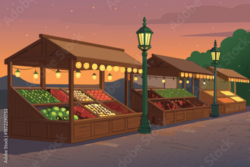 Luxury Farmers Market Evening Lantern Reali