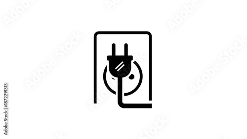 Electric plug and wall socket outlet icon vector.