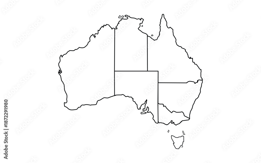 Fototapeta premium Editable Blank Australia Map Vector With White Background