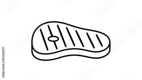 Grilled steak meat line art icon.