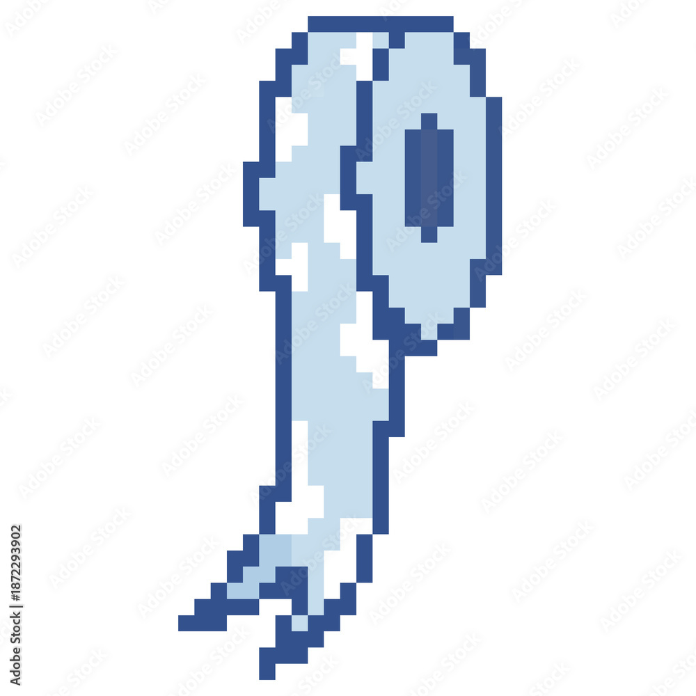 Fototapeta premium Blue pixel art toilet paper icon unrolled and flowing down graphic