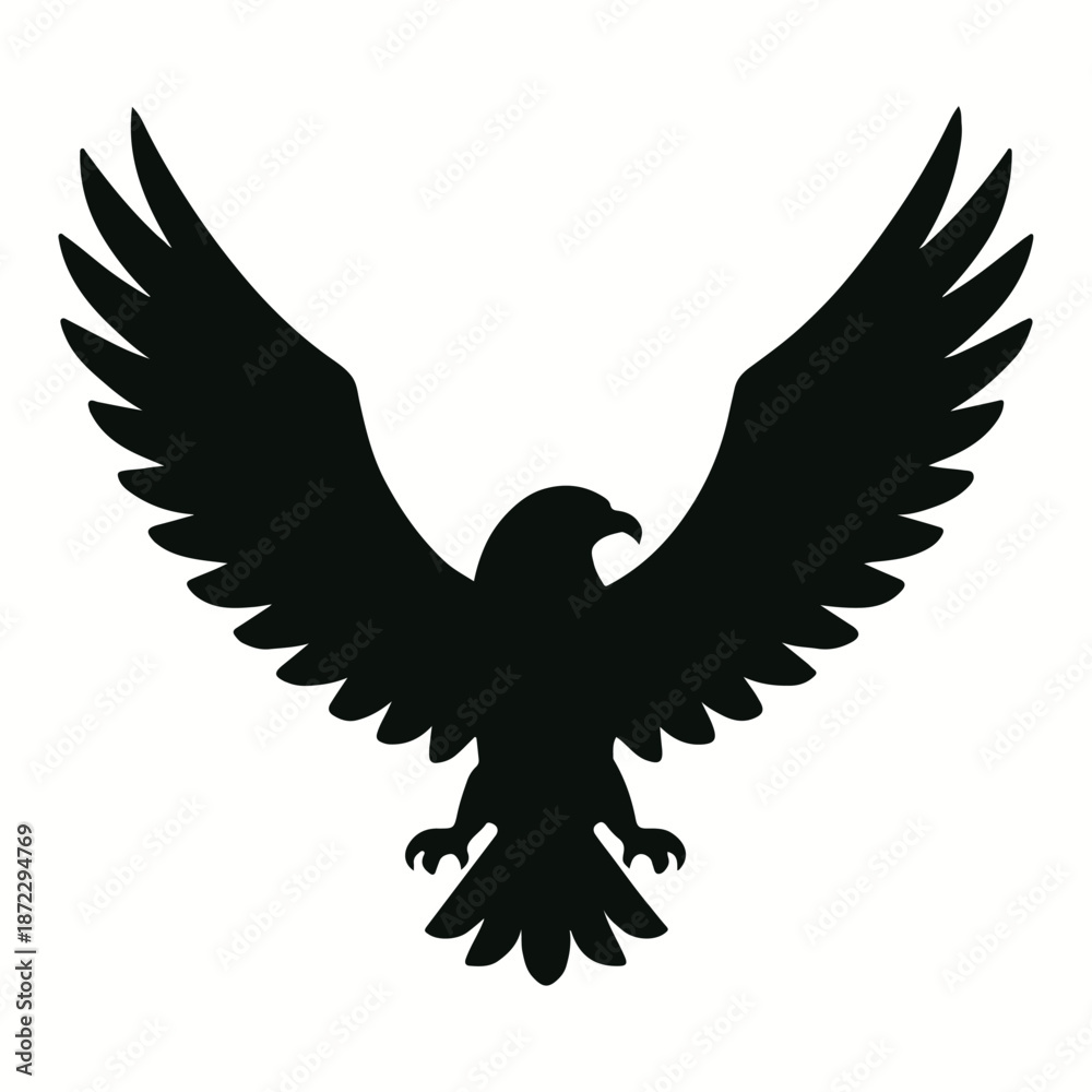 Obraz premium Eagle wings spread silhouette, vector