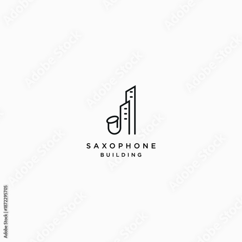 Saxophone and Building Logo Icon Design Template Vector