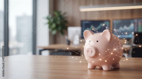 Elegant piggy bank sculpture representing savings, financial growth, prosperity, investment, wealth management, and economic success in modern decor style