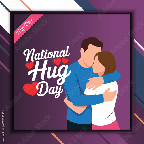 Sweet Couple Celebrating National Hug Day with Hearts