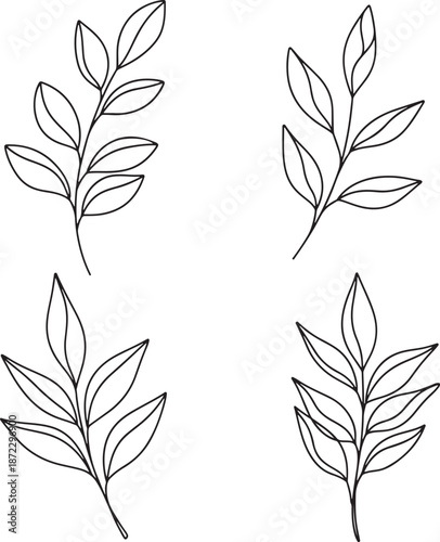 Hand-Drawn Minimalist Herb Sprigs Vector Illustration for Cooking and Nature Designs