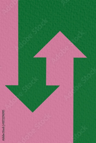 Two arrows are directed in different directions. Template comparison green and red line design. In and Out. Glyph icon isolated on white background. Vector illustration flat style. 
