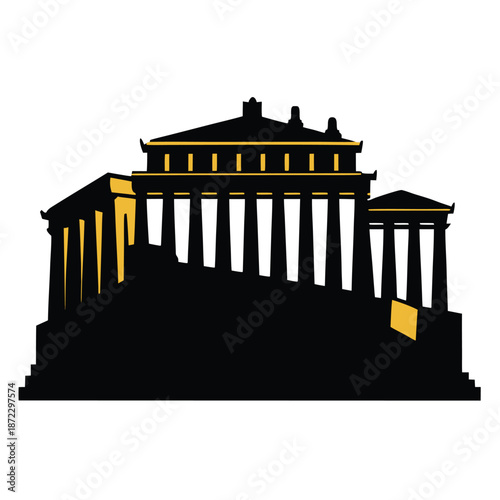 Leaning Tower of Pisa Italy Landmark Silhouette, Simple Architecture Travel Vector Illustration