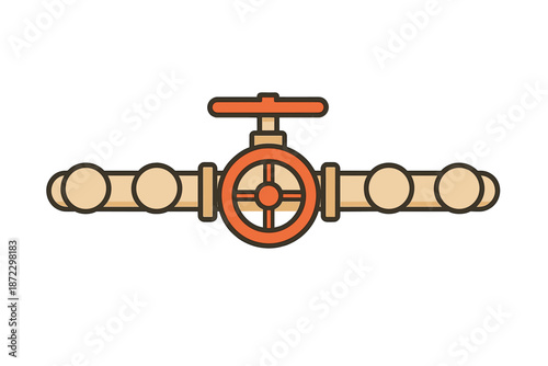 Close-up view of a valve on a pipeline used for controlling water flow in a plumbing system