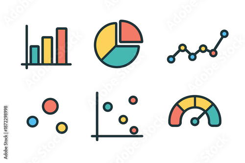 Various types of charts and graphs displayed together for data analysis and presentation