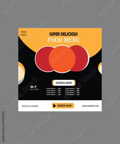 Resturant food menu social media post design