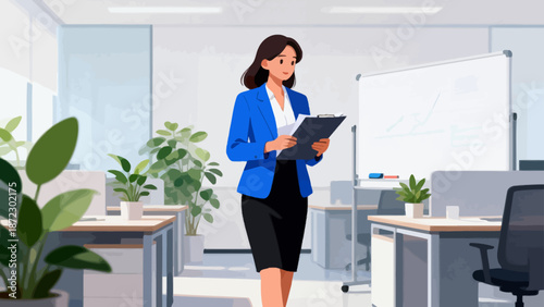 Office worker reviewing documents