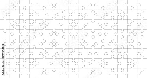 White jigsaw puzzle empty background. Vector illustration of blank square pieces pattern. 