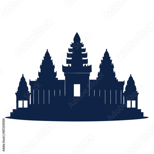Historic Cambodia Angkor Wat Silhouette Vector for Religious and Heritage Projects