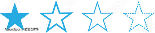 Star Icon Styles Set in Solid Outline and Dotted Design
