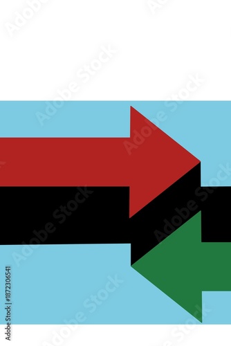 Two arrows are directed in different directions. Template comparison green and red line design. In and Out. Glyph icon isolated on white background. Vector illustration flat style.