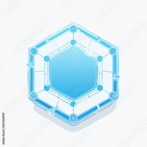 Abstract Futuristic Hexagonal Blue Frame Vector Illustration. Digital Data Security Shield or UI Element Template.