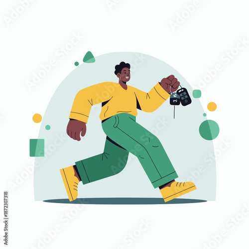 Man Running with Dumbbells in Hand.