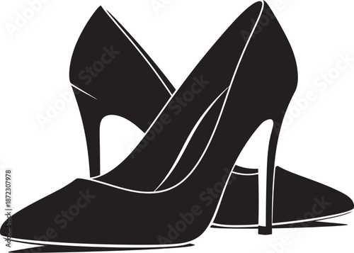 Women's day high heel shoes silhouette isolated on transparent background