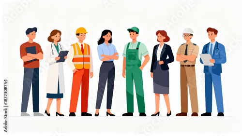 diverse workers in uniforms