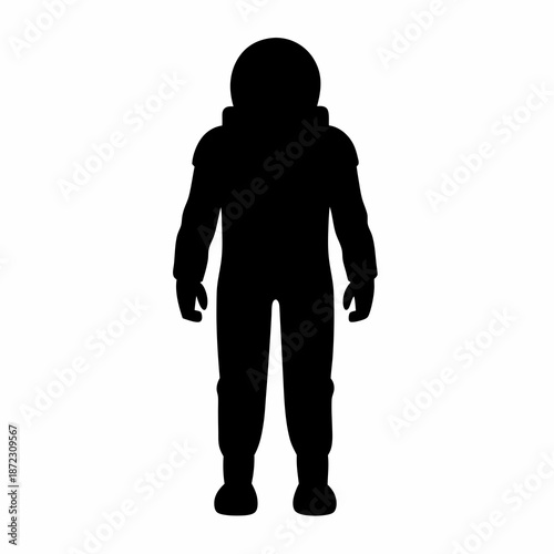 Astronaut silhouette standing ready for space exploration and discovery of new worlds