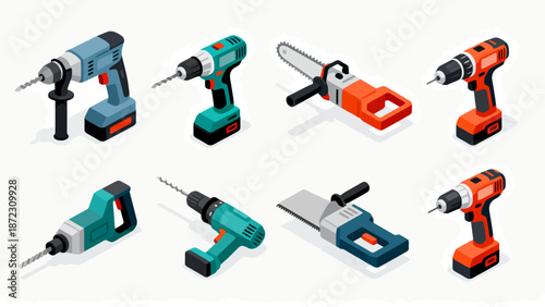 Set of cordless power tools