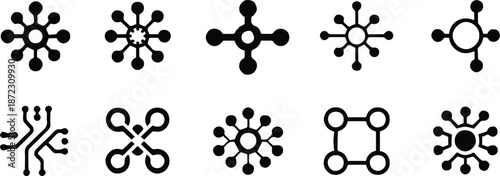 network connectivity icons collection nodes links data topology vector