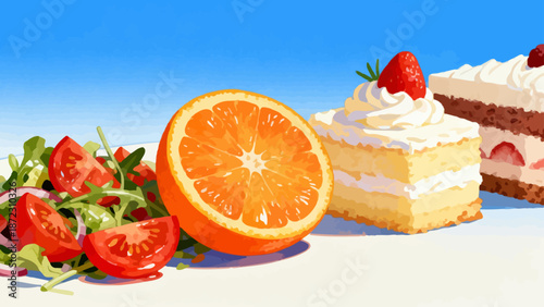 Fruit and dessert on a plate