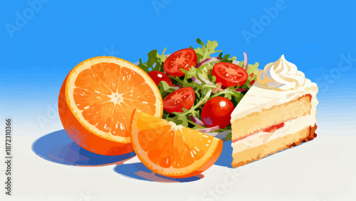 Fruit and dessert illustration
