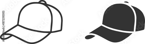 cap outline and solid vector icons for mockup and print