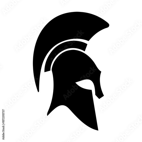 Spartan helmet black vector illustration on a white background drawing