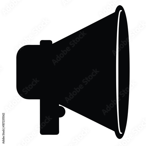 Black silhouette of a megaphone used for announcements or protests