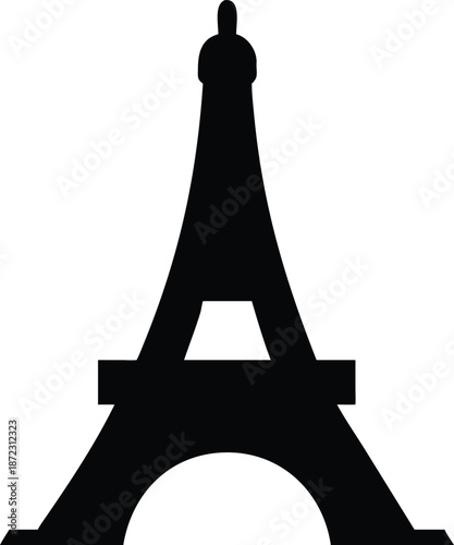 Black and White Vector Illustration of the Eiffel Tower Famous Cultural Landmark in Paris France