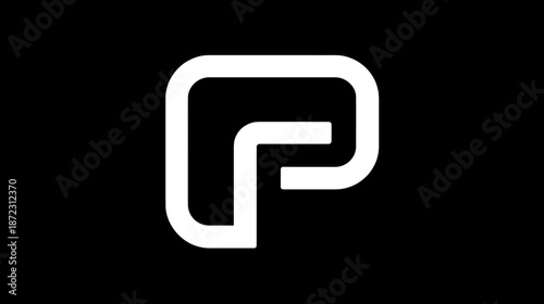 Modern Abstract White Letterform or Icon on Black Background for Creative Design, Branding, and Technology Concepts