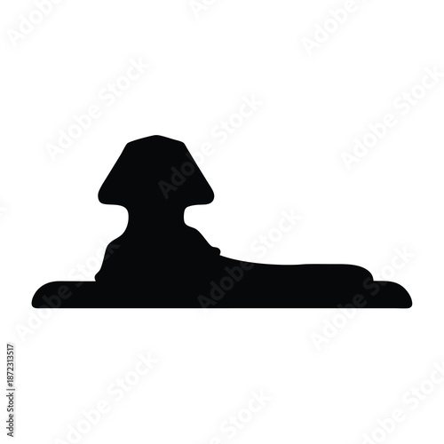Silhouette of the Sphinx statue from ancient Egypt against a white background