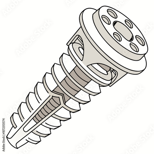 Technical Illustration of Advanced Ceramic Orthopedic Implant Technology Highlighting Biocompatible Material Design for Joint Replacement Surgery
