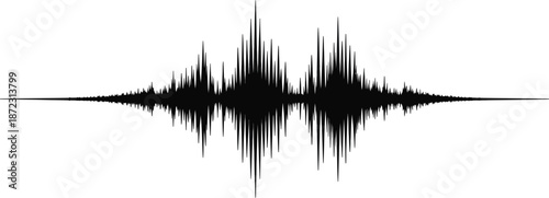 Sound wave visualization black isolated graphic on white background Vector
