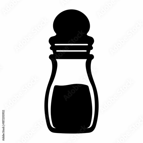 Simple Salt Shaker Icon in Black and White Outline Design