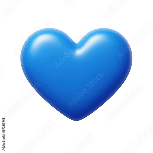 Vibrant blue heart in 3d isolated on transparent background
