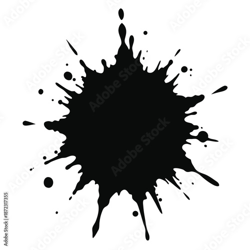 A solitary black splash effect creates an abstract grunge design with artistic flair