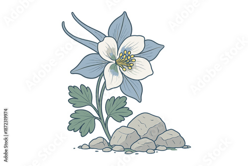 Flower growing among rocks in a natural setting showcasing resilience in a rugged environment