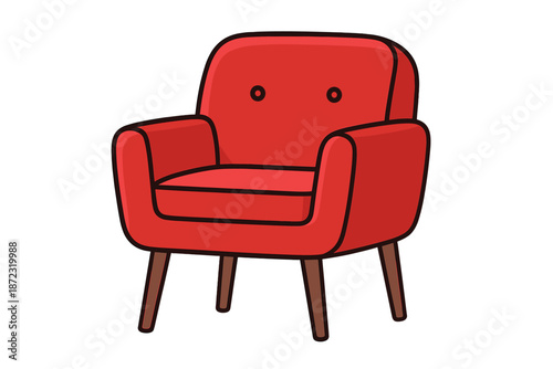 Red chair with simple design placed in a bright room setting for home decor or furniture display