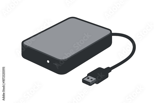 External hard drive connected to a computer with a USB cable for data storage and transfer