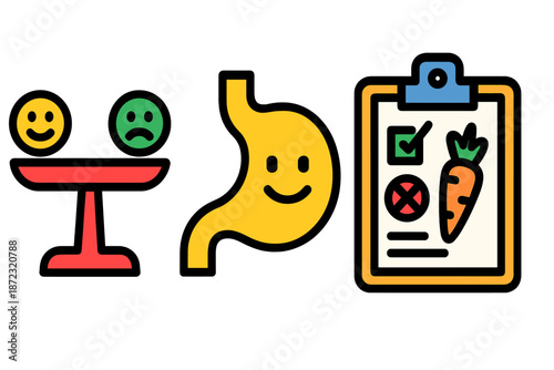 Balance of emotions and health tracking during a wellness journey with nutrition focus in daily life activities