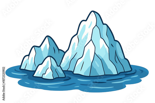 Icebergs floating in water under clear sky near the polar region during daytime