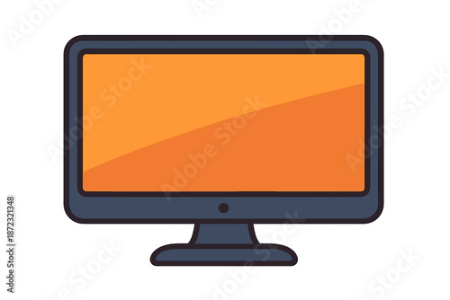 Vector design of a computer monitor with a blank orange screen in a simple layout showing no other elements