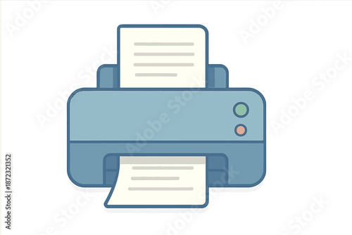 Printer produces documents on a clean desk with printed pages emerging from the machine