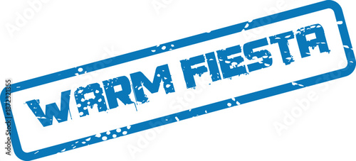 Warm fiesta celebration event stamp in blue with grunge effect for festive occasions